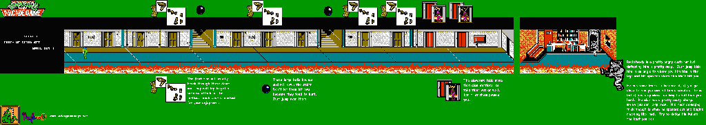 Thumbnail for a map of Scene 1: Fire! We Gotta Get April Out!! for the NES game Teenage Mutant Ninja Turtles II: The Arcade Game.