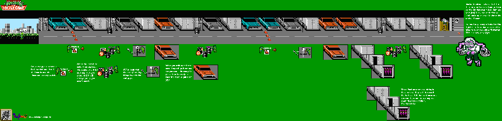 Thumbnail for a map of Scene 3: Let's Melt Snow And Rebuild N.Y. City. Part 2 for the NES game Teenage Mutant Ninja Turtles II: The Arcade Game.