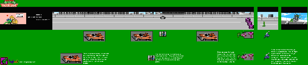 Thumbnail for a map of Scene 4: Let's Get To That Secret Factory!! for the NES game Teenage Mutant Ninja Turtles II: The Arcade Game.