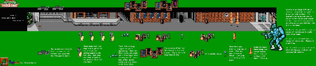 Thumbnail for a map of Scene 5: C'mon Let's Bust This Joint!! for the NES game Teenage Mutant Ninja Turtles II: The Arcade Game.