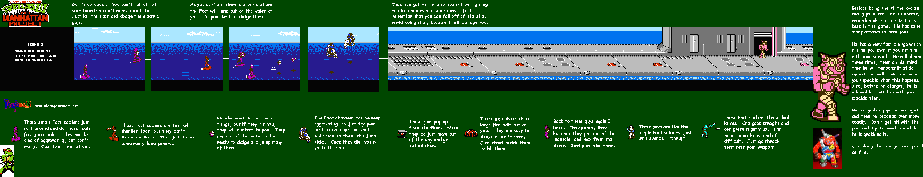 Thumbnail for a map of Scene 2 for the NES game Teenage Mutant Ninja Turtles III: The Manhattan Project.