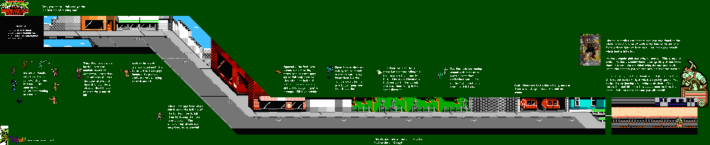 Thumbnail for a map of Scene 4 for the NES game Teenage Mutant Ninja Turtles III: The Manhattan Project.
