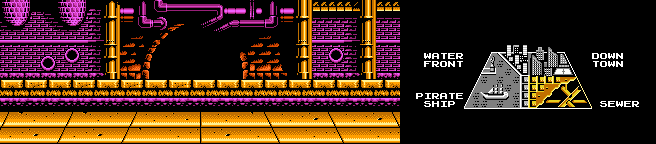 Thumbnail for a map of Sewer for the NES game Teenage Mutant Ninja Turtles: Tournament Fighters.