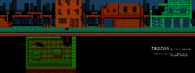 Thumbnail for a map of Stage 1-1 for the NES game Trojan.