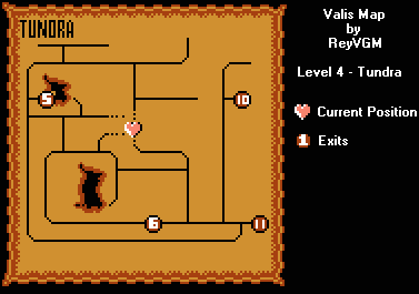 Thumbnail for a map of Level 4: Tundra (In-Game Map) for the NES game Valis: The Fantastic Solder.