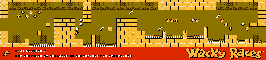Thumbnail for a map of A-3 Section 3 for the NES game Wacky Races.