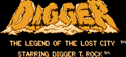 Title screen for the NES game Digger: The Legend Of The Lost City - Starring Digger T. Rock.