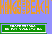 Title screen for the NES game Kings Of The Beach: Professional Beach Volleyball.