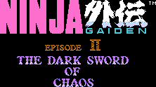 Title screen for the NES game Ninja Gaiden - Episode II: The Dark Sword Of Chaos.