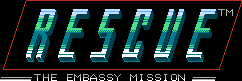 Title screen for the NES game Rescue: The Embassy Mission.