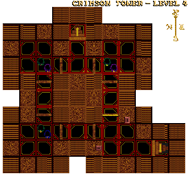Thumbnail for a map of Crimson Tower Level 4 for the PC game Advanced Dungeons & Dragons: Eye Of The Beholder II - The Legend Of Darkmoon.