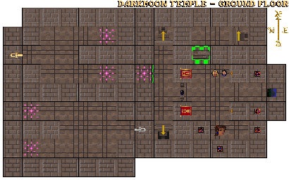 Thumbnail for a map of Darkmoon Temple Ground Floor for the PC game Advanced Dungeons & Dragons: Eye Of The Beholder II - The Legend Of Darkmoon.
