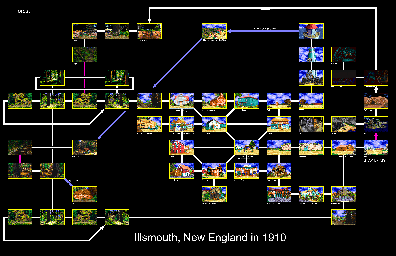 Thumbnail for a map of Illsmouth, New England for the PC game Call Of Cthulhu: Shadow Of The Comet.
