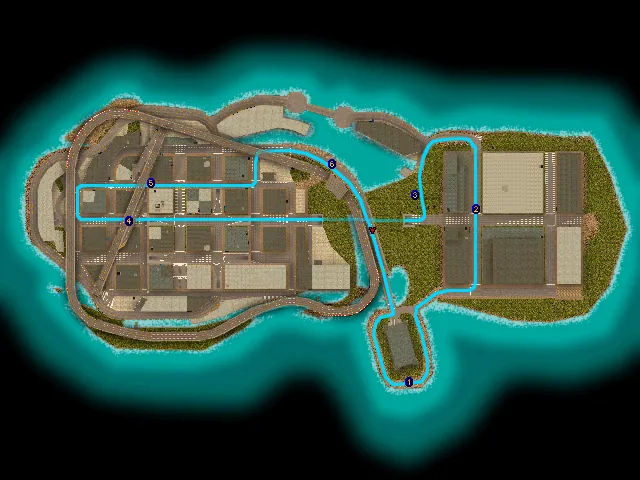 Thumbnail for a map of Level 02-2: Beaver City (In-Game Map) for the PC game Carmageddon II: Carpocalypse Now.