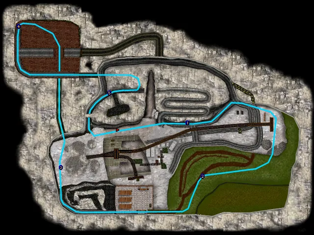 Thumbnail for a map of Level 03-3: Beaver County Quarry (In-Game Map) for the PC game Carmageddon II: Carpocalypse Now.
