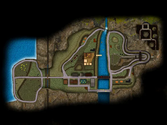 Thumbnail for a map of Level 03-4: Beaver Woods (In-Game Map) for the PC game Carmageddon II: Carpocalypse Now.