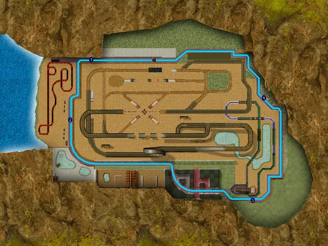 Thumbnail for a map of Level 05-1: Mr. Jolly Fairground (In-Game Map) for the PC game Carmageddon II: Carpocalypse Now.