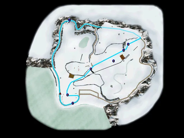 Thumbnail for a map of Level 06-3: Beaver Mountains (In-Game Map) for the PC game Carmageddon II: Carpocalypse Now.