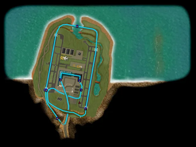 Thumbnail for a map of Level 07-2: Beaver Airport (In-Game Map) for the PC game Carmageddon II: Carpocalypse Now.