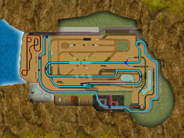 Thumbnail for a map of Level 07-3: Mr. Jolly Fairground (In-Game Map) for the PC game Carmageddon II: Carpocalypse Now.