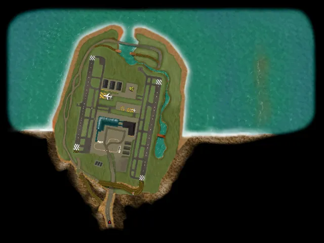 Thumbnail for a map of Level 07-4: Beaver Airport (In-Game Map) for the PC game Carmageddon II: Carpocalypse Now.