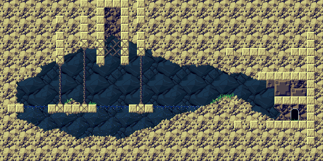 Thumbnail for a map of Mimiga Village Reservoir for the PC game Cave Story / Doukutsu Monogatari.