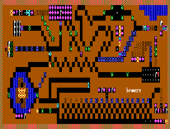 Thumbnail for a map of Level 16 for the PC game Caverns Of Kroz.