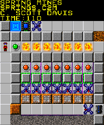 Thumbnail for a map of 036: SPRING MINES for the PC game Chip's Challenge 2.
