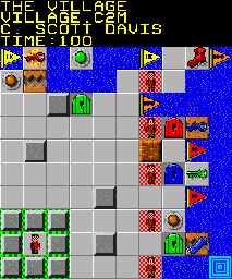 Thumbnail for a map of 144: THE VILLAGE for the PC game Chip's Challenge 2.