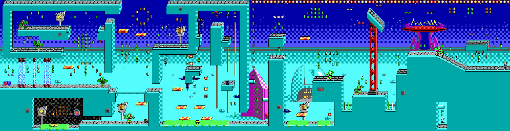 Thumbnail for a map of Level 14 for the PC game Commander Keen In "Aliens Ate My Baby Sitter!".