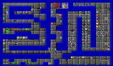 Thumbnail for a map of Episode 1 Level 11 for the PC game Crystal Caves.