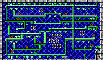 Thumbnail for a map of Episode 1 Level 16 for the PC game Crystal Caves.