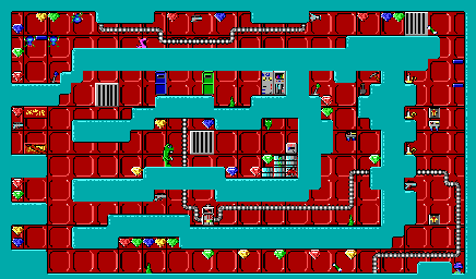 Thumbnail for a map of Episode 1 Level 4 for the PC game Crystal Caves.