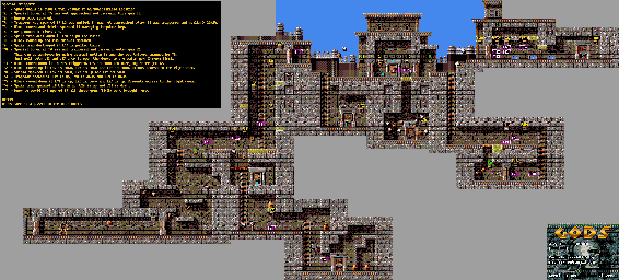 Thumbnail for a map of Level Three: The Labyrinth World Two (VGA) for the PC game Gods.