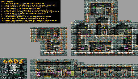 Thumbnail for a map of Level Two: The Temple World Three (1) (VGA) for the PC game Gods.