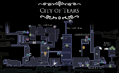 Thumbnail for a map of City of Tears (Guide) for the PC game Hollow Knight.