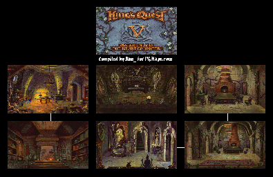Thumbnail for a map of Mordack's Castle 1st Floor for the PC game King's Quest V: Absence Makes The Heart Go Yonder.