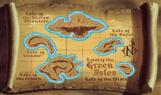 Thumbnail for a map of Land Of The Green Isles (In-Game Map) for the PC game King's Quest VI: Heir Today, Gone Tomorrow.