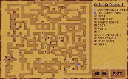 Thumbnail for a map of Catwalk Caves 1 (In-Game Map) for the PC game Lands Of Lore: The Throne Of Chaos.