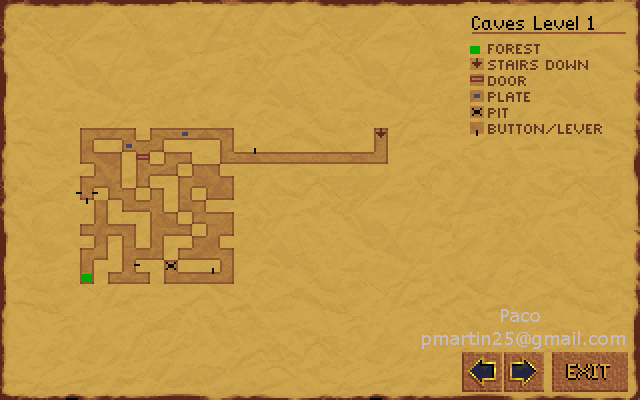 Thumbnail for a map of Caves: Level 1 (In-Game Map) for the PC game Lands Of Lore: The Throne Of Chaos.