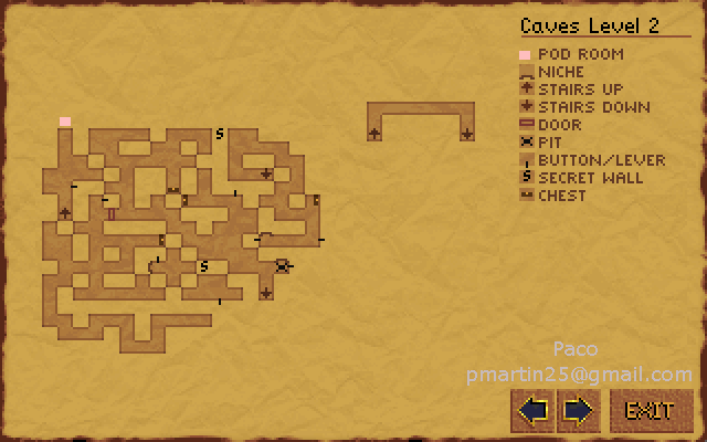 Thumbnail for a map of Caves: Level 2 (In-Game Map) for the PC game Lands Of Lore: The Throne Of Chaos.