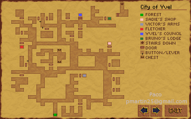 Thumbnail for a map of City Of Yvel (In-Game Map) for the PC game Lands Of Lore: The Throne Of Chaos.