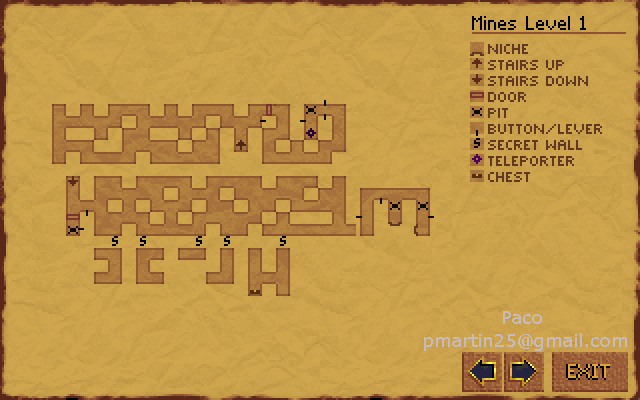 Thumbnail for a map of Mines: Level 1 (In-Game Map) for the PC game Lands Of Lore: The Throne Of Chaos.