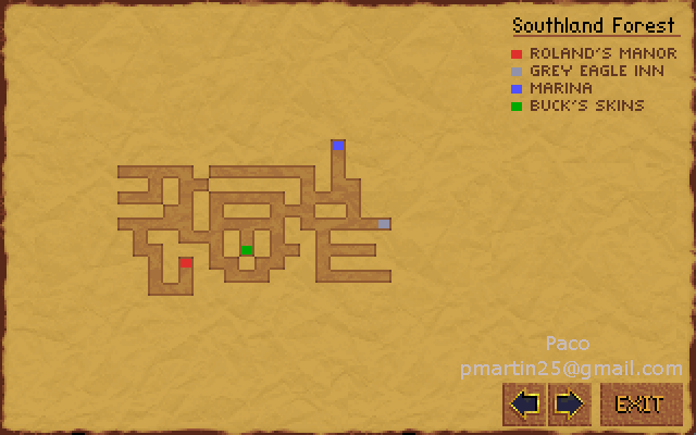 Thumbnail for a map of Southland Forest (In-Game Map) for the PC game Lands Of Lore: The Throne Of Chaos.
