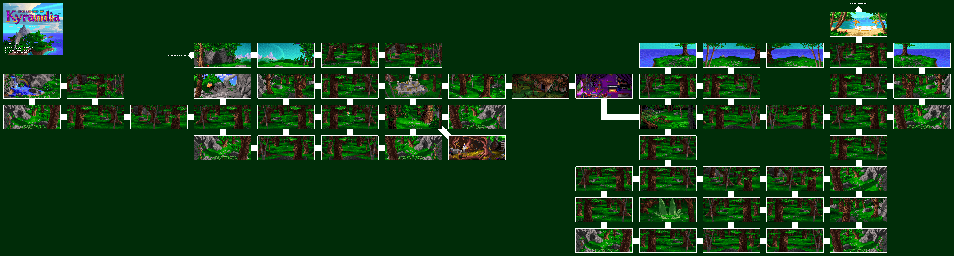 Thumbnail for a map of Zanthia's Forest for the PC game The Legend Of Kyrandia - Book One: Fables & Fiends.