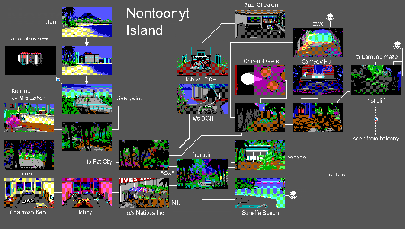 Thumbnail for a map of Nontoonyt Island for the PC game Leisure Suit Larry 3: Passionate Patti In Pursuit Of The Pulsating Pectorals!.