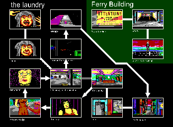 Thumbnail for a map of Day 1 Laundry & Ferry Building for the PC game Manhunter: San Francisco.