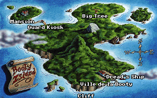 Thumbnail for a map of Booty Island (In-Game Map) for the PC game Monkey Island 2: LeChuck's Revenge.