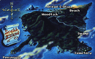 Thumbnail for a map of Scabb Island (In-Game Map) for the PC game Monkey Island 2: LeChuck's Revenge.