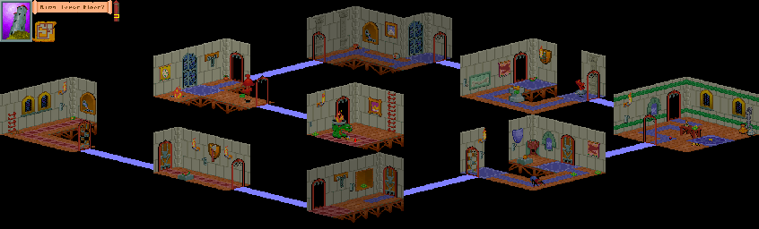 Thumbnail for a map of Rimm Tower Floor 2 for the PC game Mystic Towers.